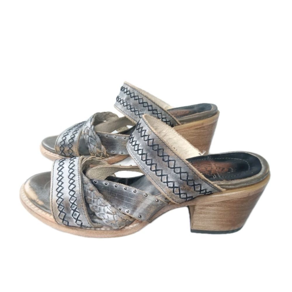 Freebird  Albuquerque Sandals Women's Size 9  Block Heel Strappy Mule Gray~Brown